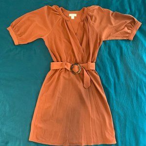 Monteau Rust Faux Wrap Dress- S